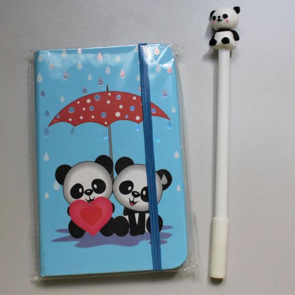 kit panda: caderneta + caneta