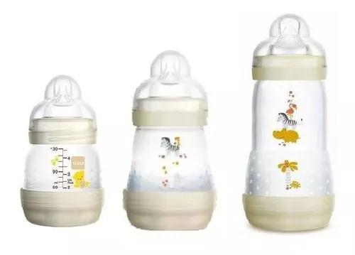 Kit 3 Mamadeiras Mam 130 160 260ml Bege First Bottle Rn+