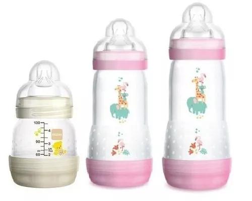 Kit 3 Mamadeiras Mam First Bottle 130 160 260ml Menina Cores