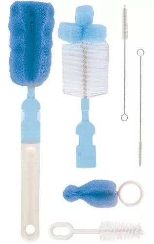 Kit De Escovas Para Mamadeiras E Canudos Azul - Buba 7290