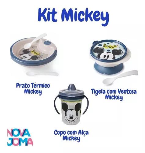 Kit Prato Térmico,tigela E Copo C/ Alça Do Mickey
