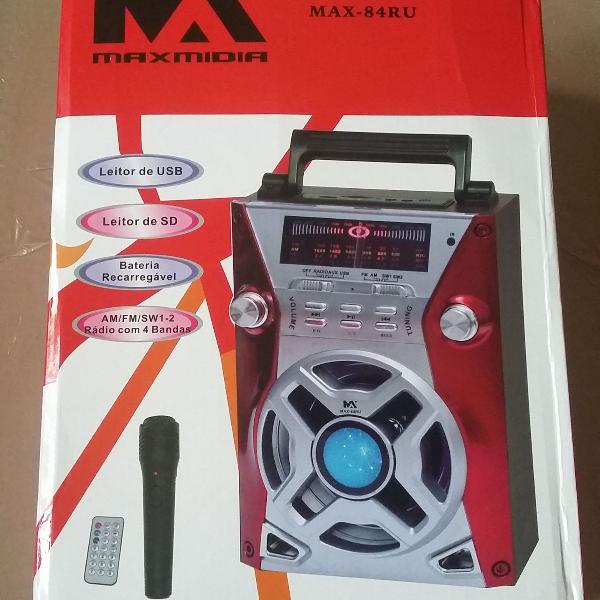 rádio recarregável portátil maxmidia max 84ru
