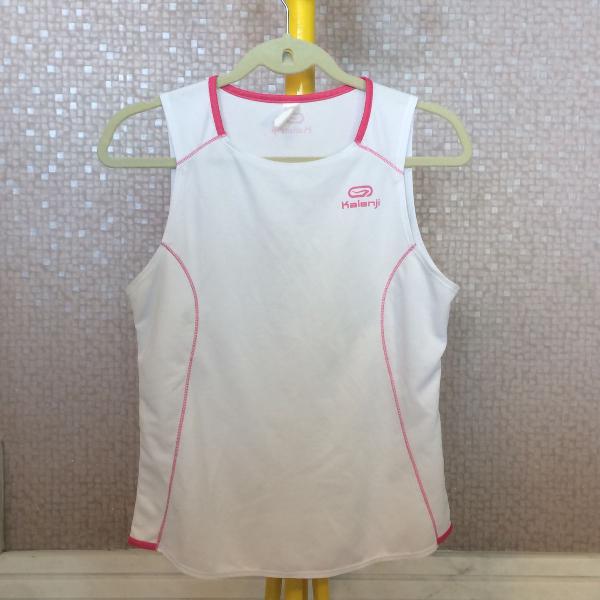 regata sport dry fit branca e rosa kalenji decathlon
