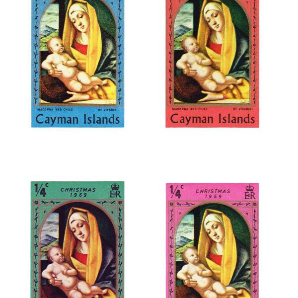 selos antigos ilhas cayman 1969 christmas