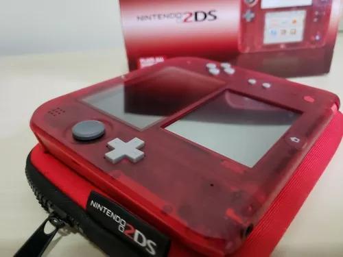 Nintendo 2ds Cristal Transparente Vermelho Raro Desbloqueado