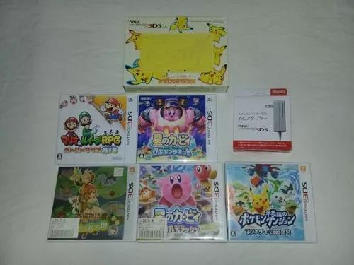 Nintendo 3ds Xl Pikachu Edition Completo + 5 Jogos Originais