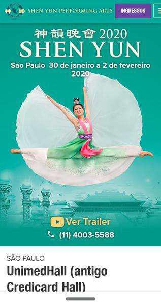 Show da Compahia de Ballet Clássico Chinês Shen Yun - 2020