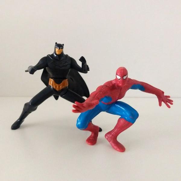 bonecos batman e spiderman kit com 2 bonecos