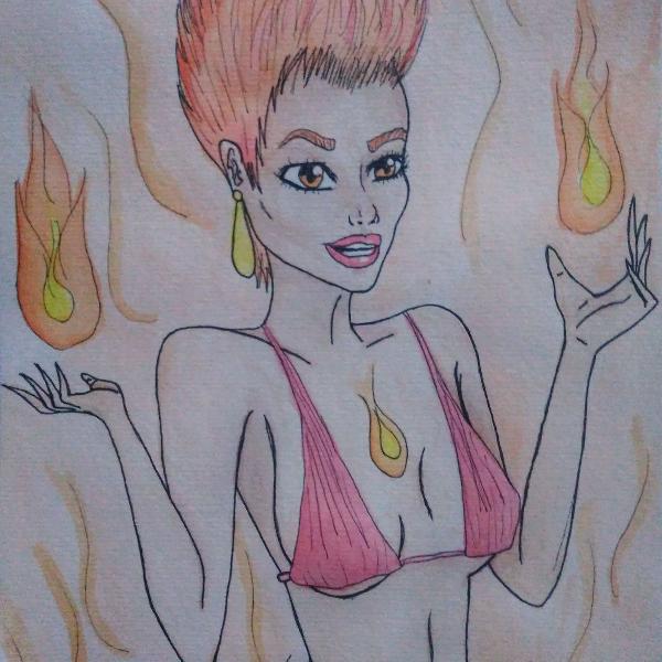 desenho autoral lady fire (personagem de autoria própria)