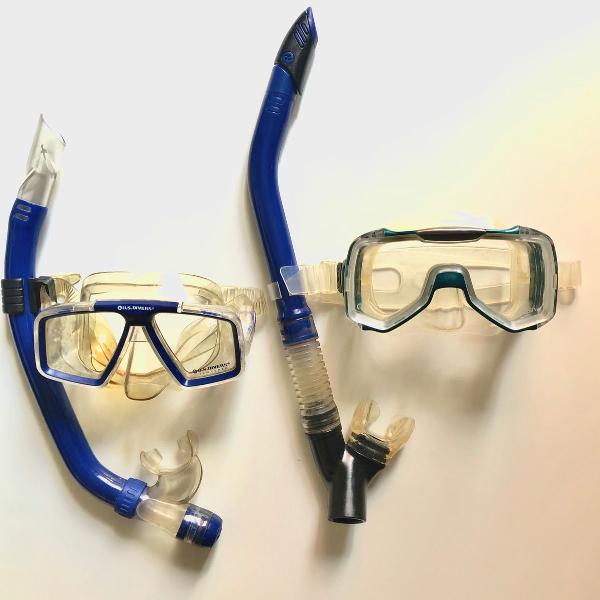 2 máscaras de mergulho/ snorkel
