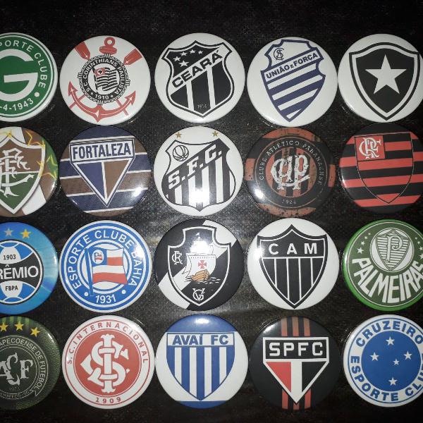 20 botons ima de geladeira 4,5 cm futebol brasileirão 2019