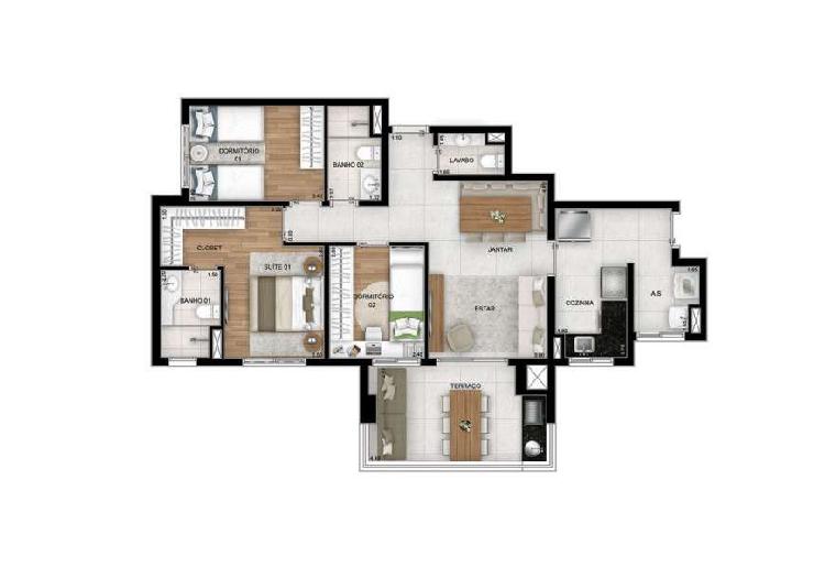 89 m² ,3 dorms , 2 vagas , muito bem localizado.