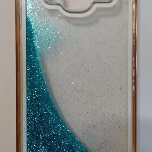 capa celular Samsung Galaxy J3 tema Purpurina azul