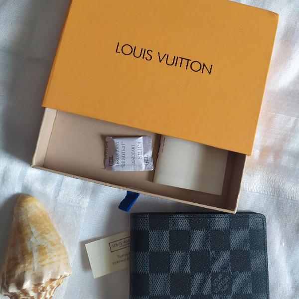 carteira masculina Louis Vuitton monograma xadrez preto