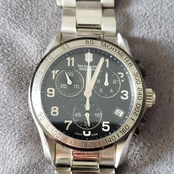 relógio victorinox 241403 swiss army chrono classic inox
