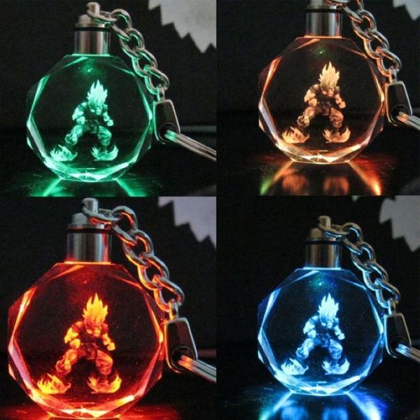 Dragon Ball chaveiro de cristal com Led colorido