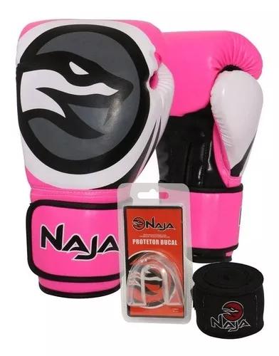 Kit Luva Boxe Thai Colors Rosa Naja Bucal Bandag