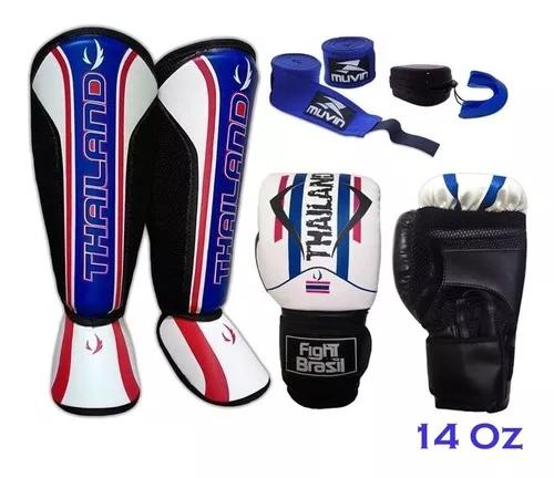 Kit Para Muay Thai Luva Caneleira Bandag