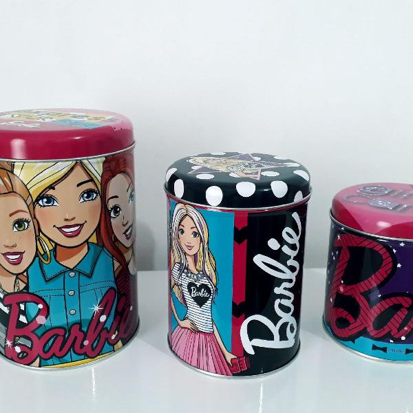 Kit com 3 latas decorativas da Barbie