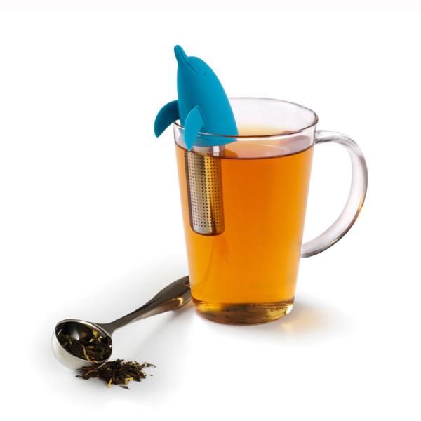 infusor de chá dolphin azul