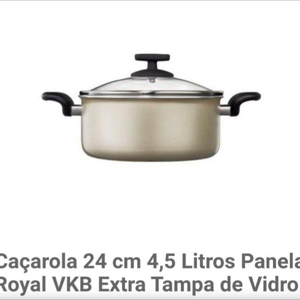 panela de alumínio royal vkb com tampa de vidro temperado