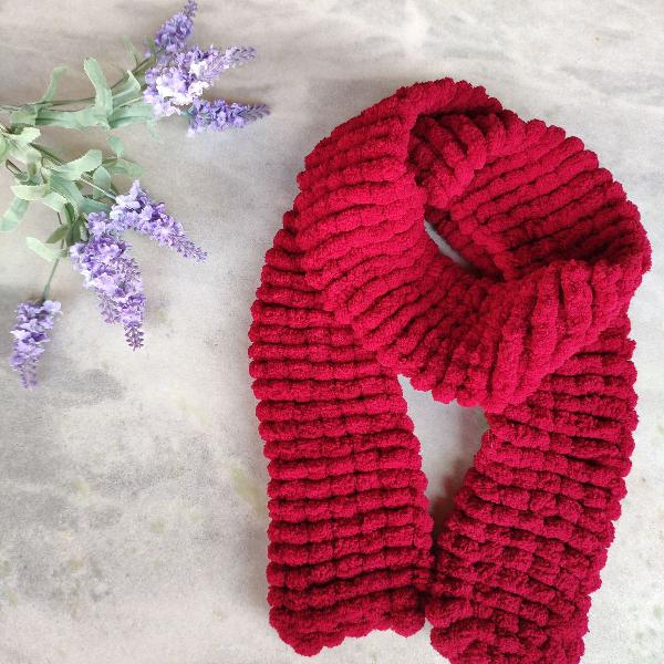 cachecol tricot bolinha vermelho