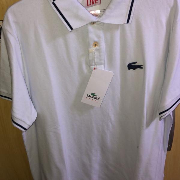 camiseta lacoste lançamento emblema emborrachado grande cm