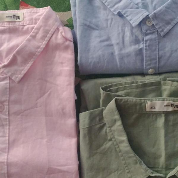 Camisas de linho com algodão masculina novas