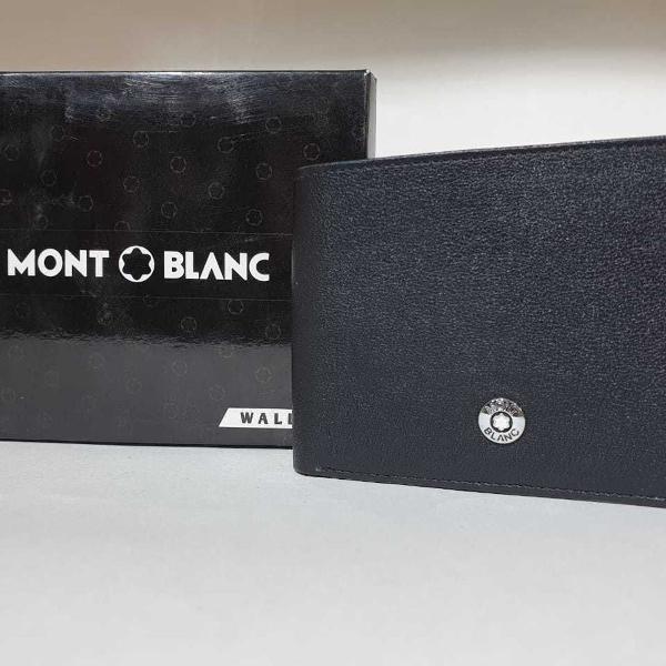 carteira em couro preto montblanc premium