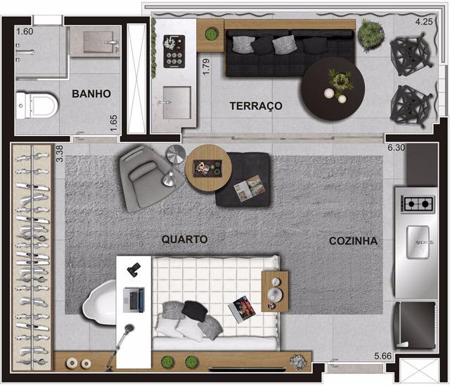 Apartamento para venda tem 35 metros quadrados com 1 quarto