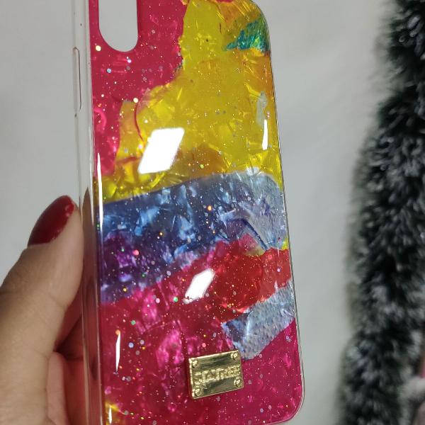 CAPA IPHONE X/XS COLORIDA COM GLITTER