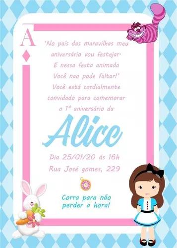 Convite Alice No Pais Das Maravilhas (Arte Digital)