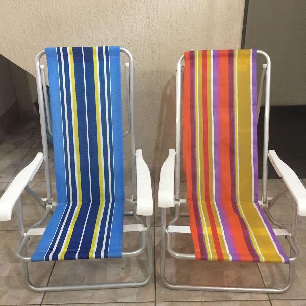 2 cadeiras reclináveis de alumínio