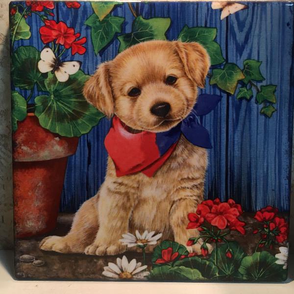 azulejo decorativo golden retriever