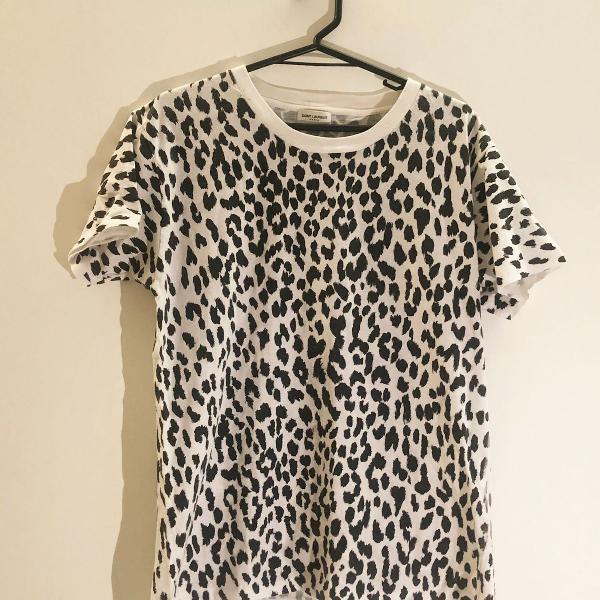 camiseta original saint laurent leopard print