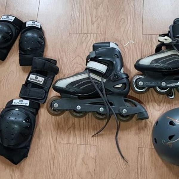 patins decathlon abec 3 + kit de proteção