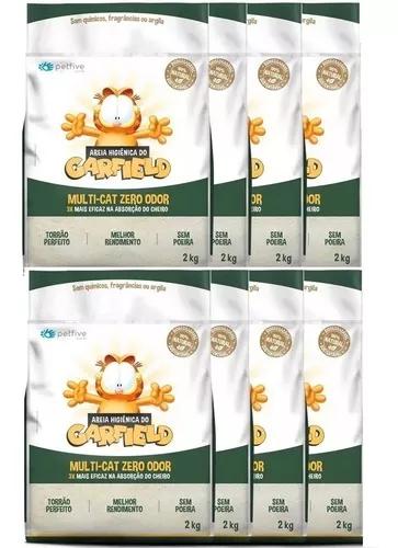 Areia Higiênica Do Garfield Verde Biofina P/ Gatos 16kg 8un