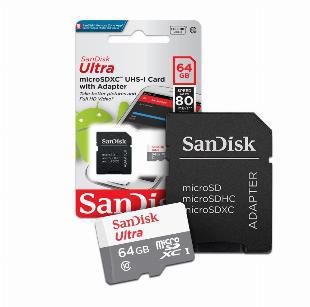Cartão MicroSD Card Sandisk 64GB C10 80MB/s