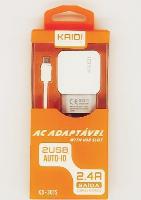 Kit Carregador de Tomada Kaidi KD-301S cabo 100cm 2.4A Micro