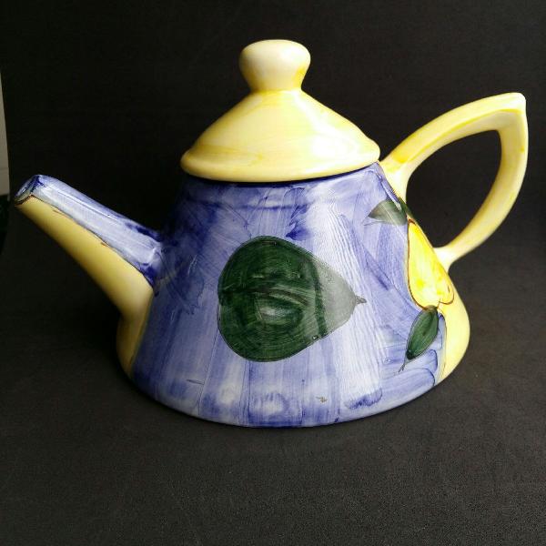 Bule de chá / café em cerâmica pintado à mão