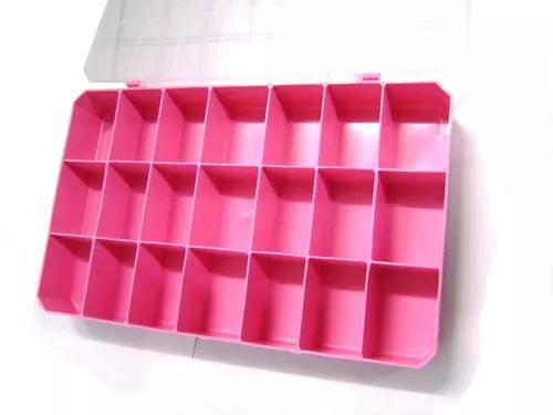 Caixa Plastica Organizadora 21 Divisórias - Rosa