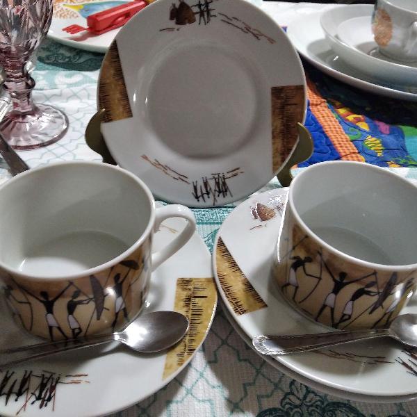 Conjunto Chá Étnico em porcelana