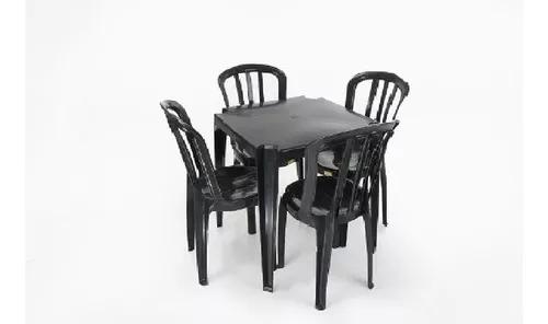 Conjunto De Mesas E Cadeiras De Plástico 150 Kls Preto
