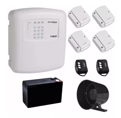 Kit Alarme Residencial Ecp C/ 4 Sensores S/ Fio + Bateria