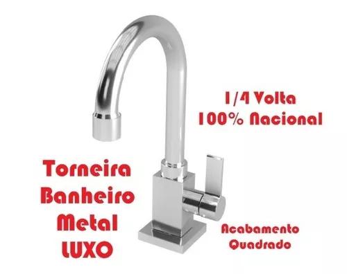 Torneira Banheiro Lavatório Metal 1/4 Volta - Luxo