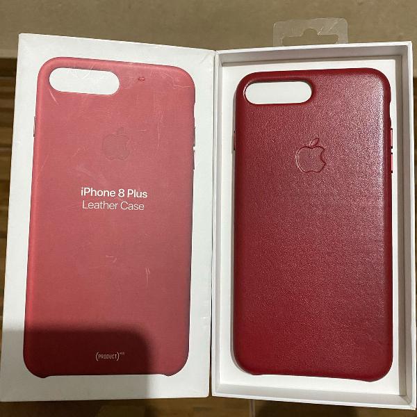 capa para iphone couro vermelho original - 7 plus e 8 plus