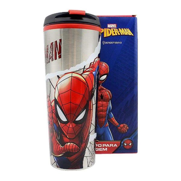 copo para viagem spider man metal 450ml - marvel