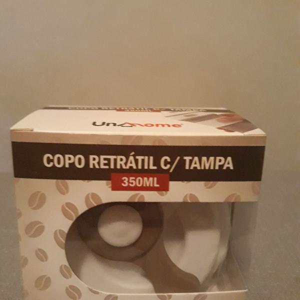 copo retrátil de silicone com tampa chocolate uny home