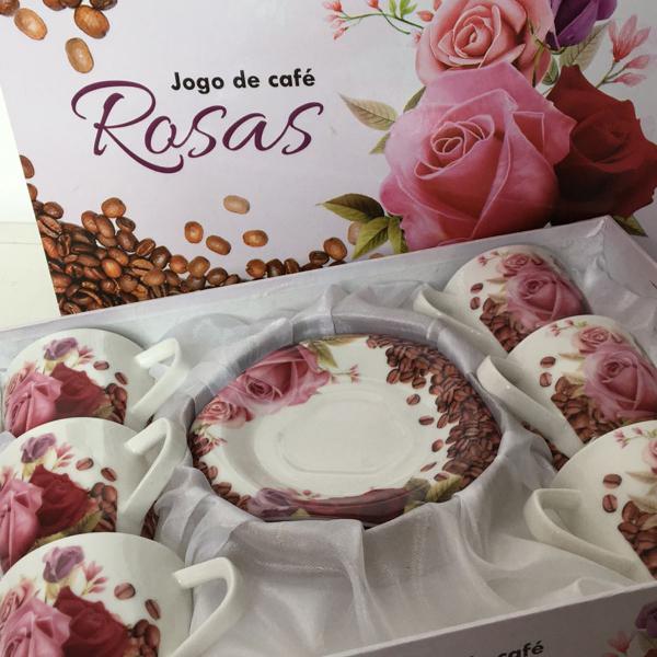jogo de cafezinho vintage rosas