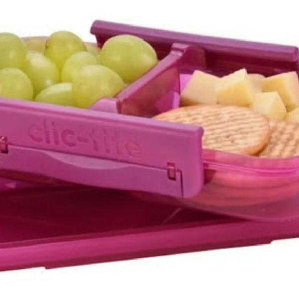 marmita lunch box bento clic-tite 430ml snack rosa